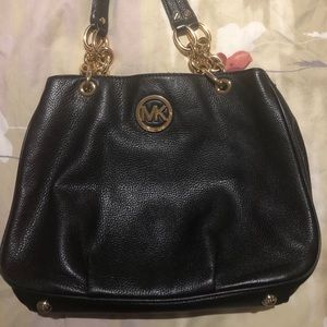 Michael Kors Black Handbag with Gold Chain Detail